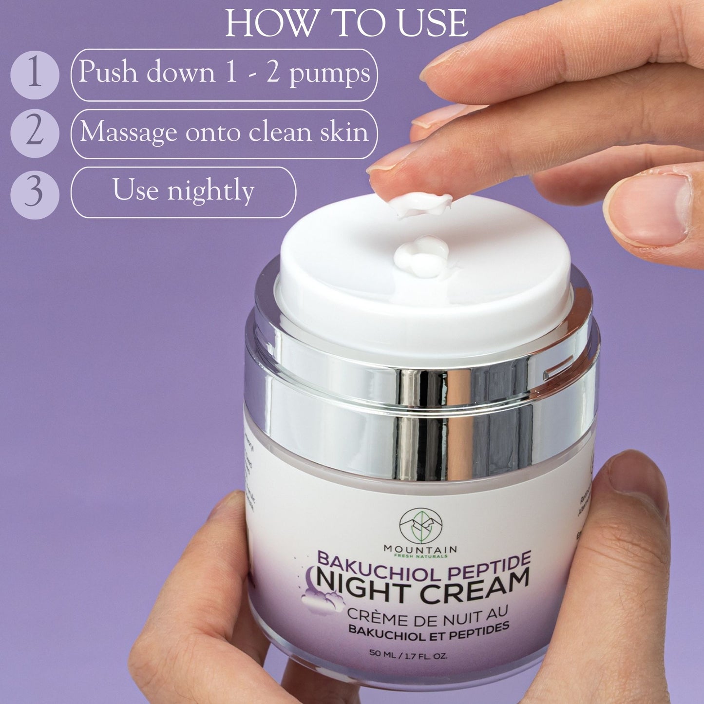 Bakuchiol Peptide Night Cream – Retinol Alternative with Peptides, Ceramides & Niacinamide – Fragrance-Free, Pregnancy-Friendly, Airless Pump Moisturizer (50 mL / 1.7 fl oz)