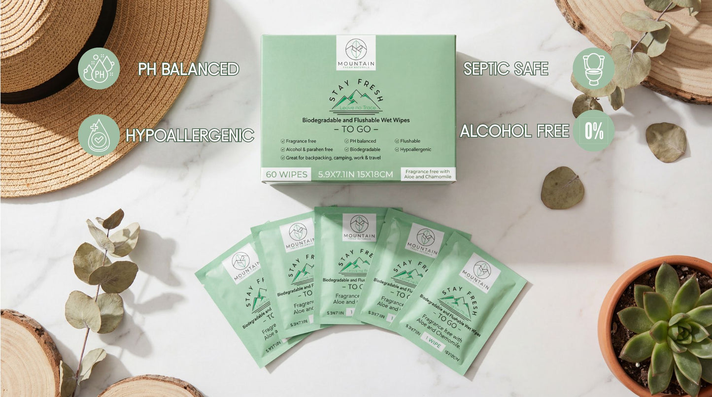 STAY FRESH Biodegradable and Flushable wipes - 60 WIPES